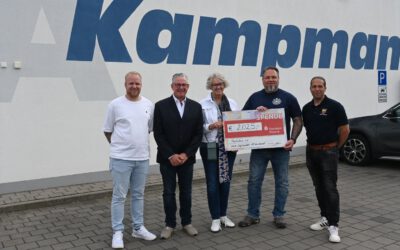 2.025 Euro für brandverletzte Kinder:  Spendenscheck-Übergabe nach Benefizwanderung von OWK Groß-Umstadt und Freiwilliger Feuerwehr Klein-Umstadt